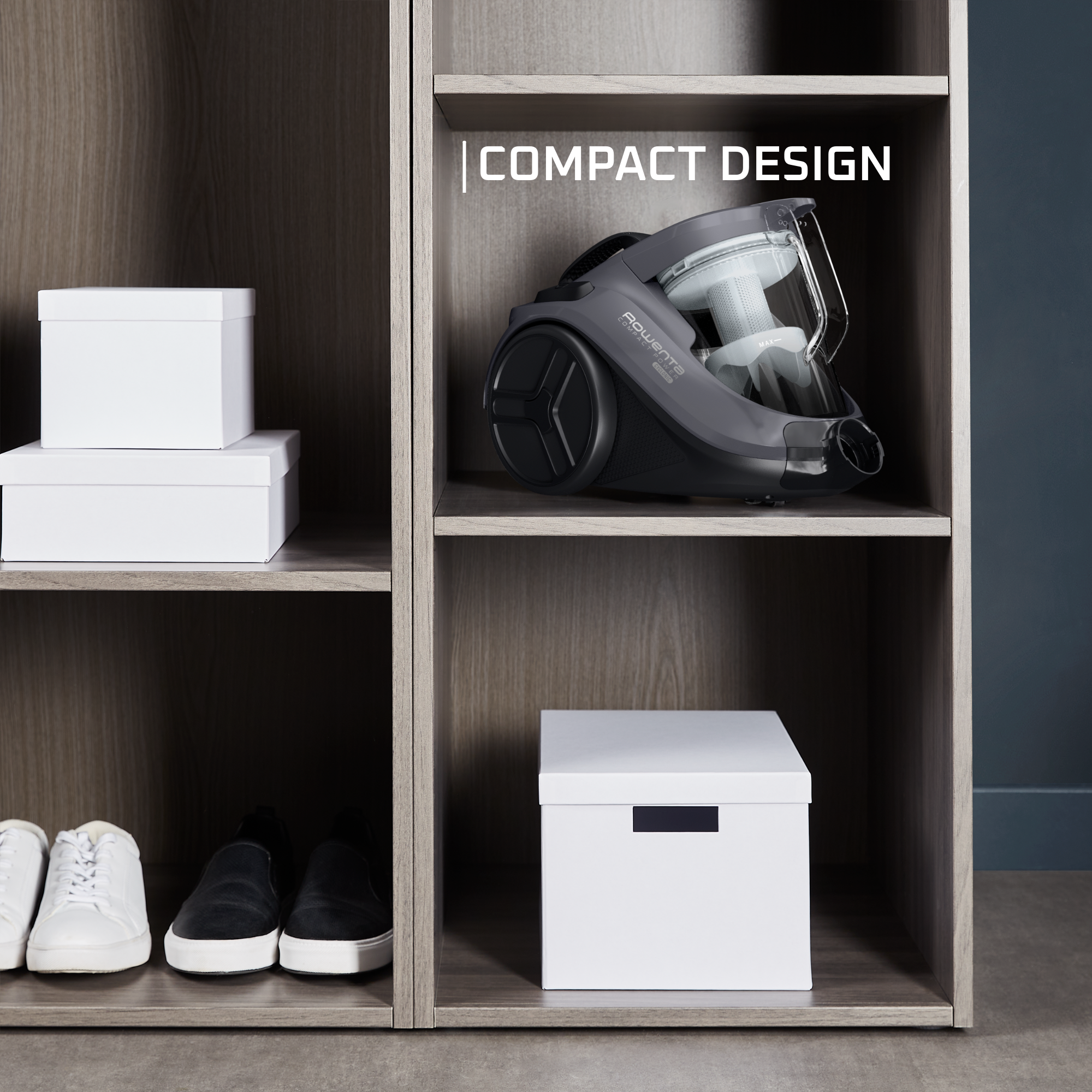 Rowenta Compact Power Cyclonic Bagless Vacuum Cleaner, Advanced Filtration, Great Dust Pick-Up, Compact Design, RO3726EA