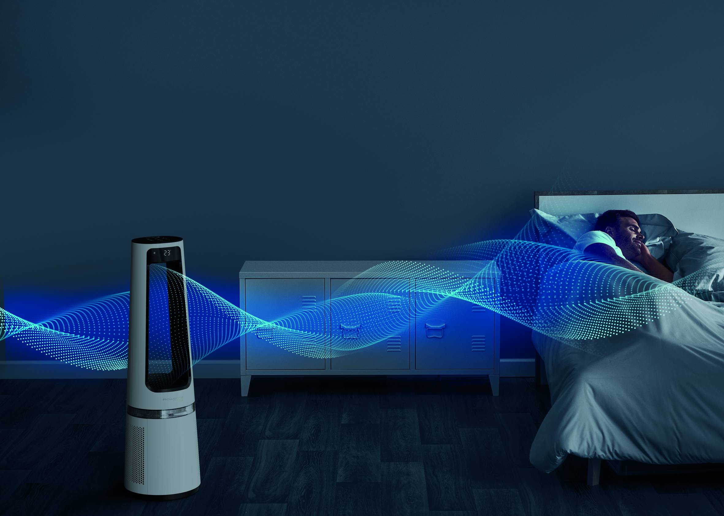 Rowenta Turmventilator kühlt beim Schlafen