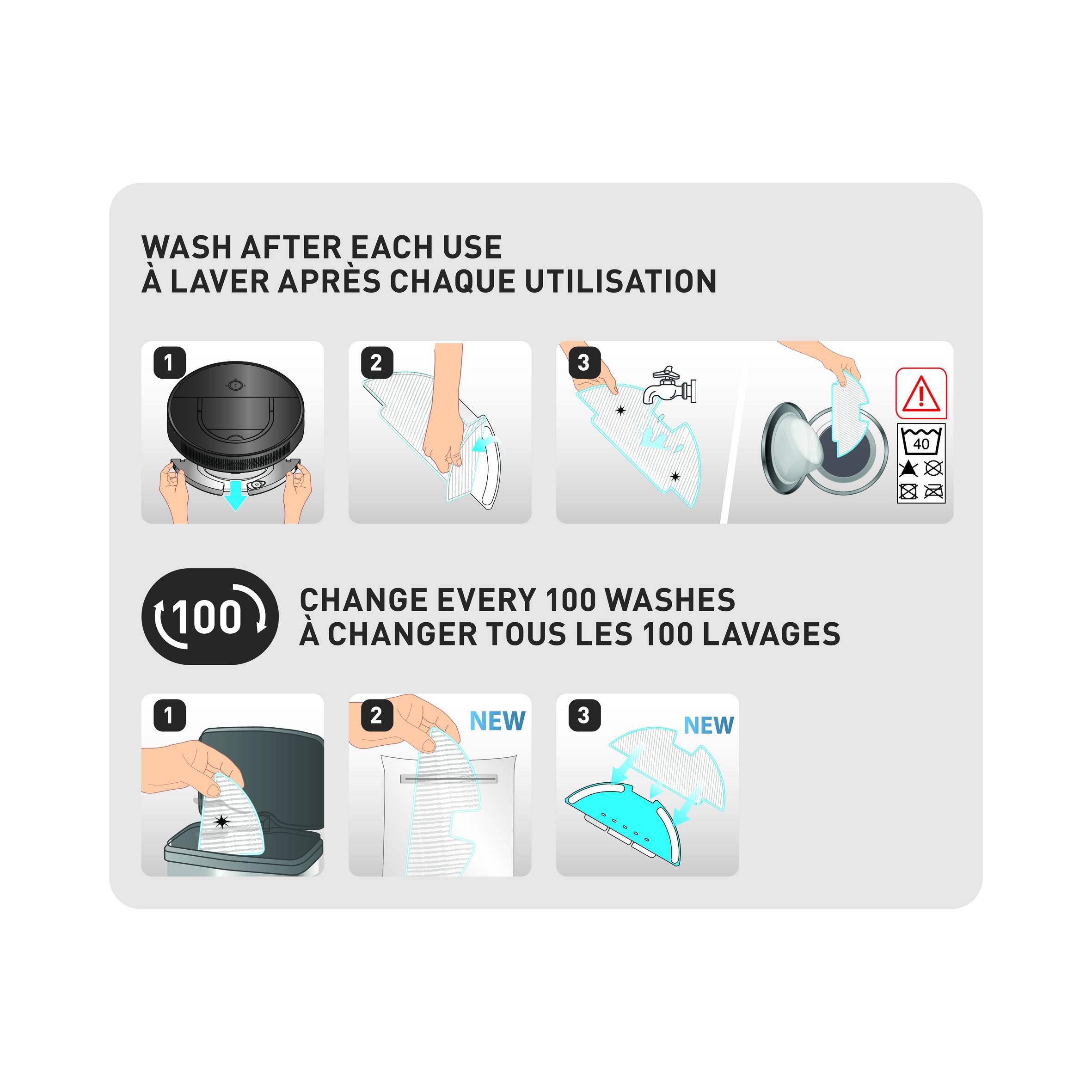 Set mit 3 Tüchern für Saugroboter ZR130001