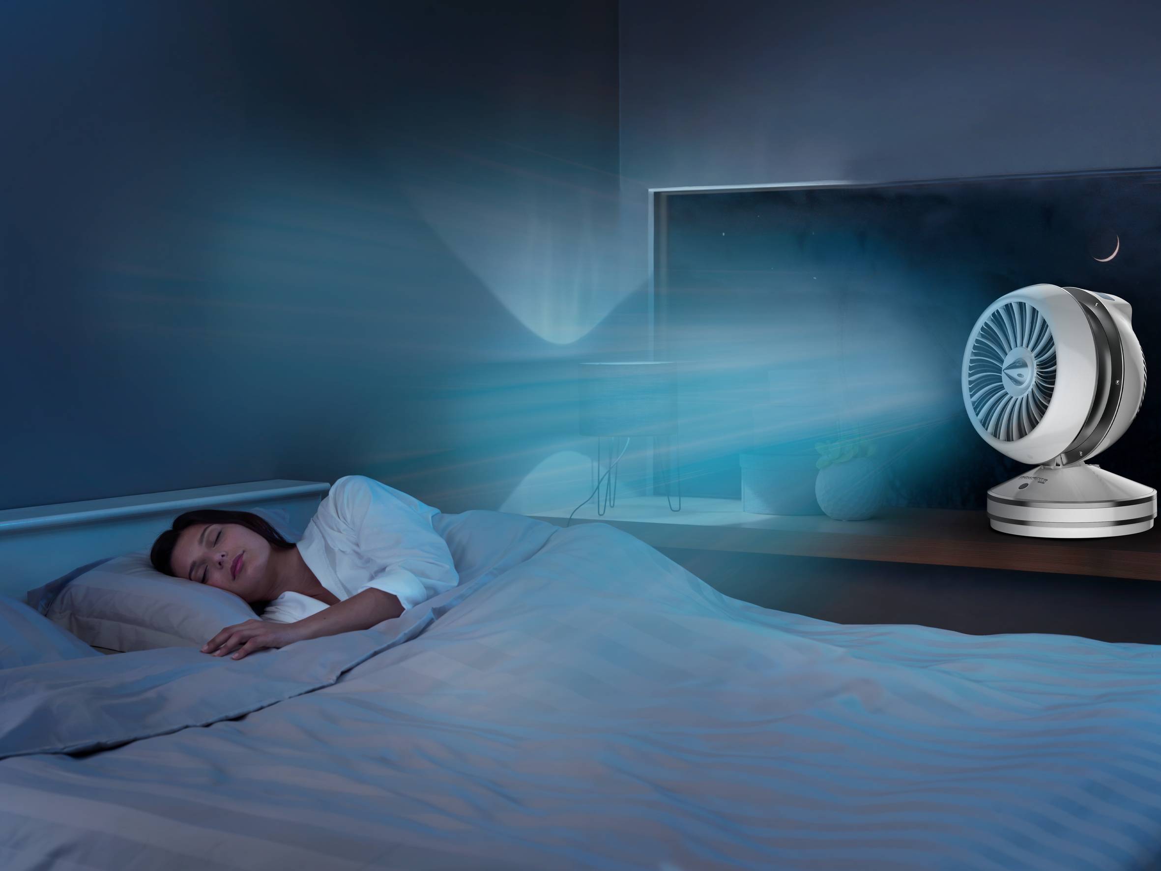 Leiser Rowenta Tischventilator kühlt im Schlaf